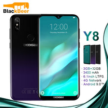 Load image into Gallery viewer, DOOGEE Y8 Y 8 Android 9.0 Cellphone FDD LTE 6.1 Inch Smartphone MTK6739 Quad Core 3GB RAM 32GB ROM 3400mAh Mobile Phone Face ID